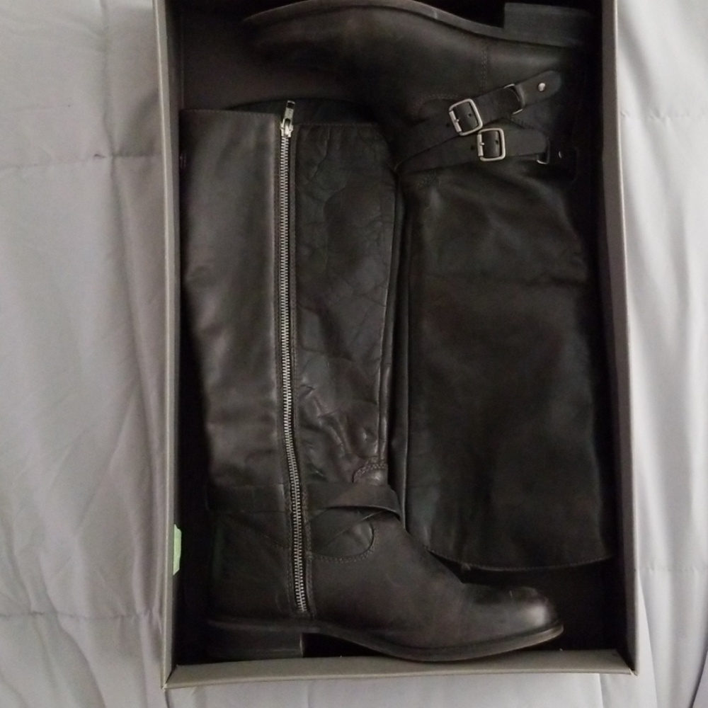 Black leather boots